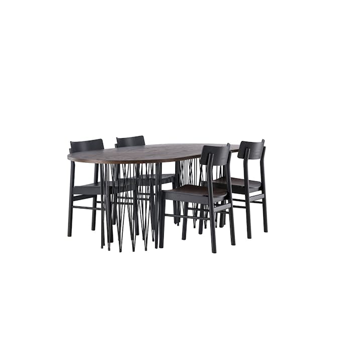 Spisegruppe Venture Home Stone oval med 4st Montros Spisestoler