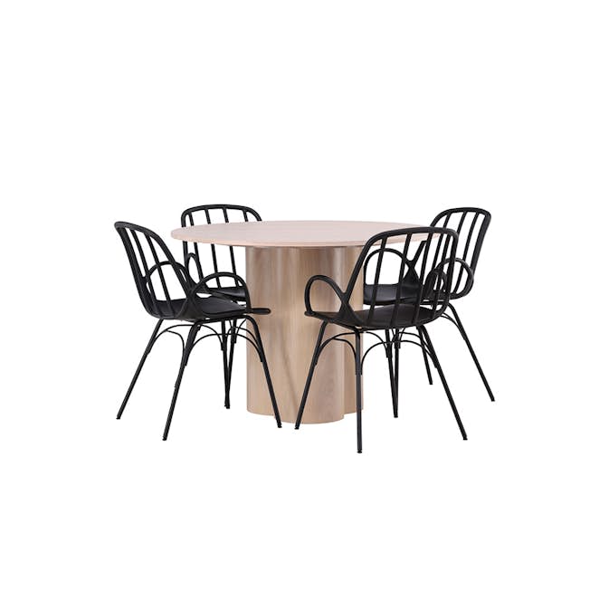 Spisegruppe Venture Home Olivia Ø 110 cm med 4 Dyrön Stoler