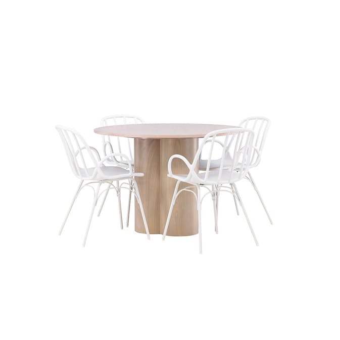 Spisegruppe Venture Home Olivia Ø 110 cm med 4 Dyrön Stoler