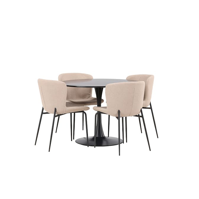 Spisegruppe Venture Home Glade Ø 100 cm med 4 Modesto Stoler