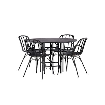 Spisegruppe Venture Home Copenhagen Ø 115 cm med 4 Dyrön Stoler