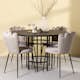 Spisegruppe Venture Home Copenhagen Ø 115 cm med 4 Limhamn Light Stoler Fløyel