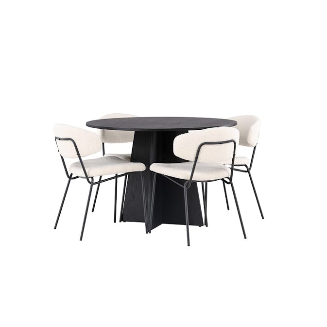 Spisegruppe Venture Home Bootcut Ø110 cm med 4 Chico Stoler