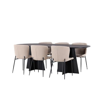 Spisegruppe Venture Home Bootcut Oval med 6 Modesto Stoler