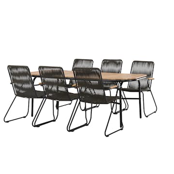 Spisegruppe Venture Home Holmbeck Bord med 6 Bois Stoler