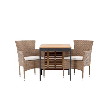 Cafégruppe Venture Home Diego Bord med 2 Malina Stoler