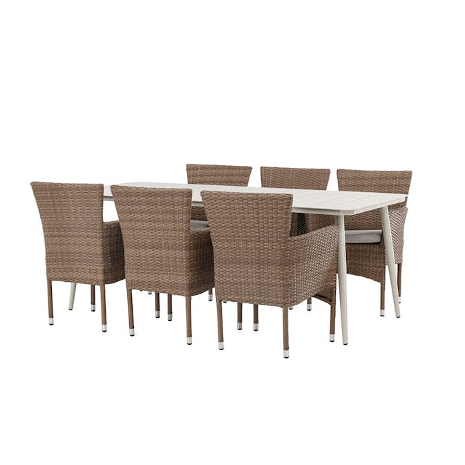 Spisegruppe Venture Home Lina Bord med 6 Malina Stoler