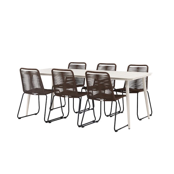 Spisegruppe Venture Home Lina Bord med 6 Lindos Stoler