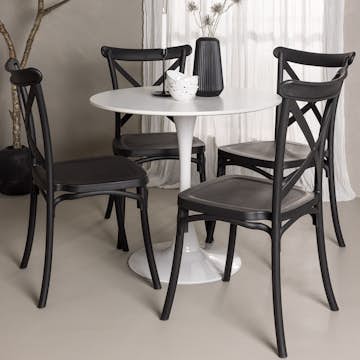 Spisegruppe Venture Home Hamden Ø80 cm med 4 Crosett Stoler