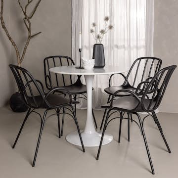 Spisegruppe Venture Home Hamden Ø80 cm med 4 Dyrön Stoler