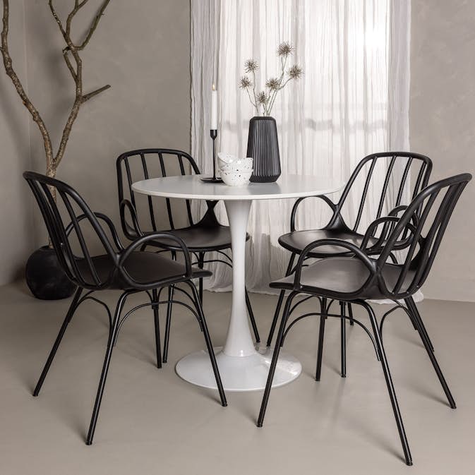 Spisegruppe Venture Home Hamden Ø80 cm med 4 Dyrön Stoler
