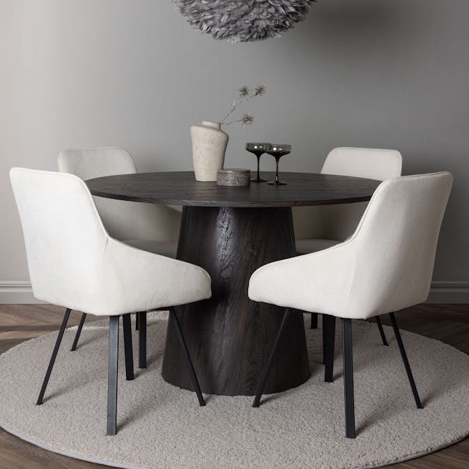 Spisegruppe Venture Home Lanzo Ø120 cm med 4 stk Rosie Stoler