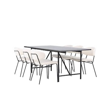 Spisegruppe Venture Home Astrid med 6 Chico Stoler