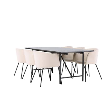 Spisegruppe Venture Home Astrid med 6 Berit Stoler