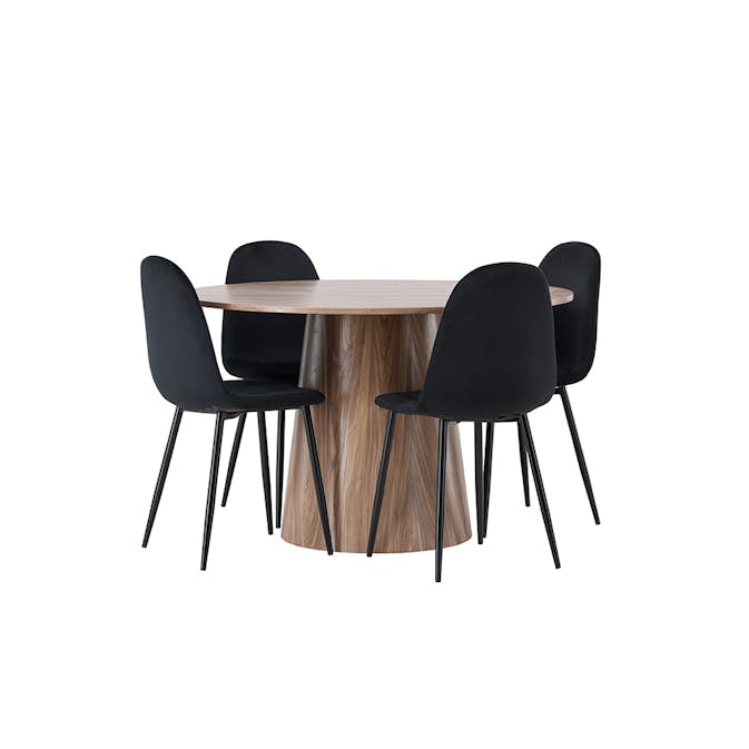 Spisegruppe Venture Home Lanzo med 4 Polar Fløyel Stoler