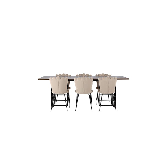Spisegruppe Venture Home Ystad med 6 stk Limhamn Light Stoler