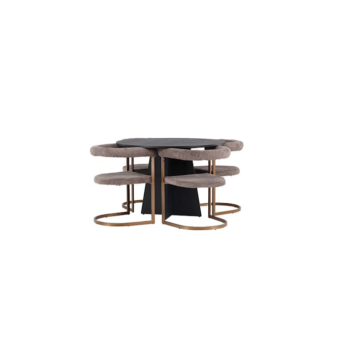 Spisegruppe Venture Home Bootcut Ø110 cm med 4 stk Morning Stoler