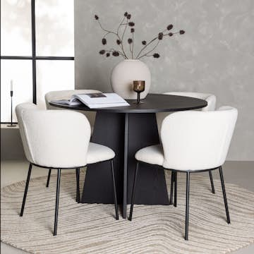 Spisegruppe Venture Home Bootcut Ø110 cm med 4 stk Edina Stoler