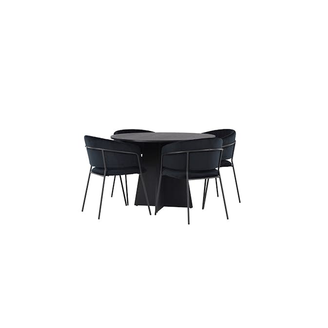 Spisegruppe Venture Home Bootcut Ø110 cm med 4 stk Selma Stoler
