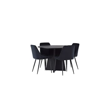 Spisegruppe Venture Home Bootcut Ø110 cm med 4 stk Night Stoler