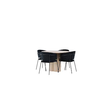Spisegruppe Venture Home Olivia Ø110 cm med 4 stk Selma Stoler