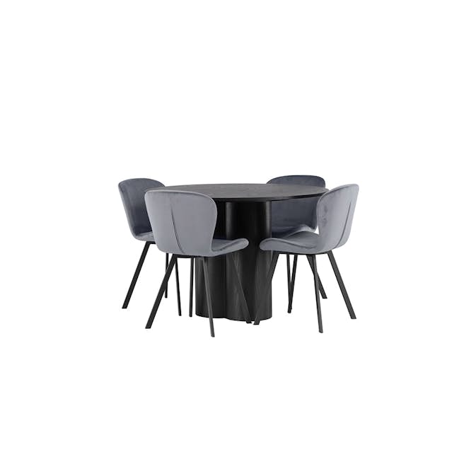 Spisegruppe Venture Home Olivia Ø110 cm med 4 stk Lilja Stoler