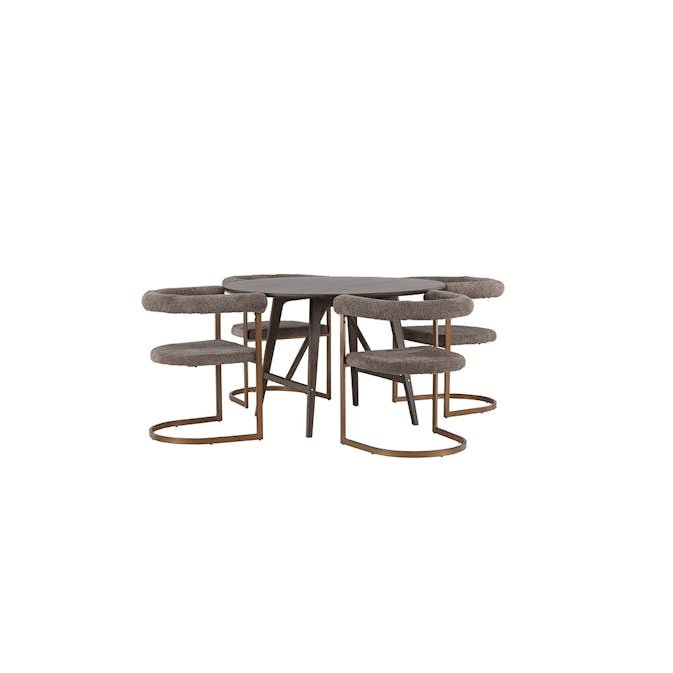 Spisegruppe Venture Home Kaseidon Ø100 cm med 4 stk Morning Stoler