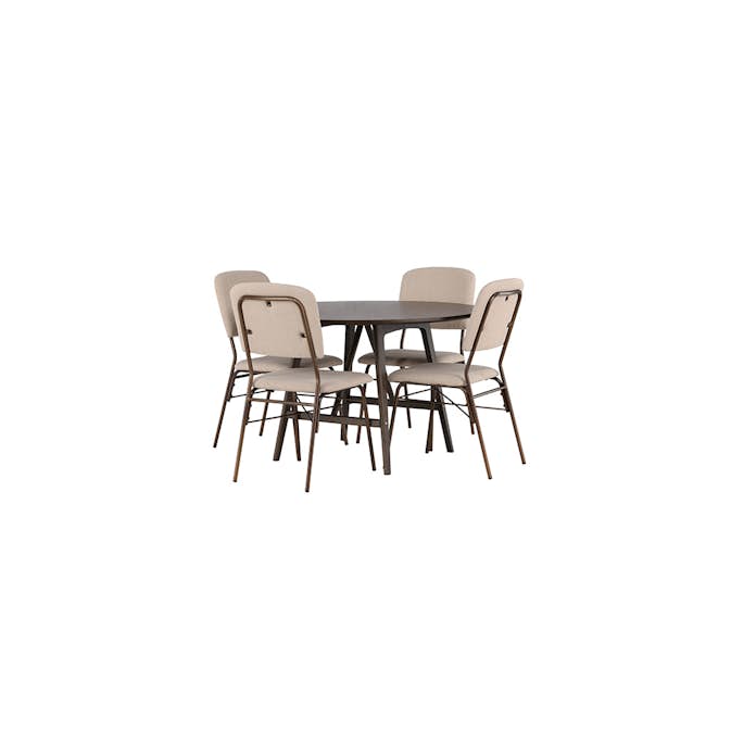 Spisegruppe Venture Home Kaseidon Ø100 cm med 4 stk Seda Stoler