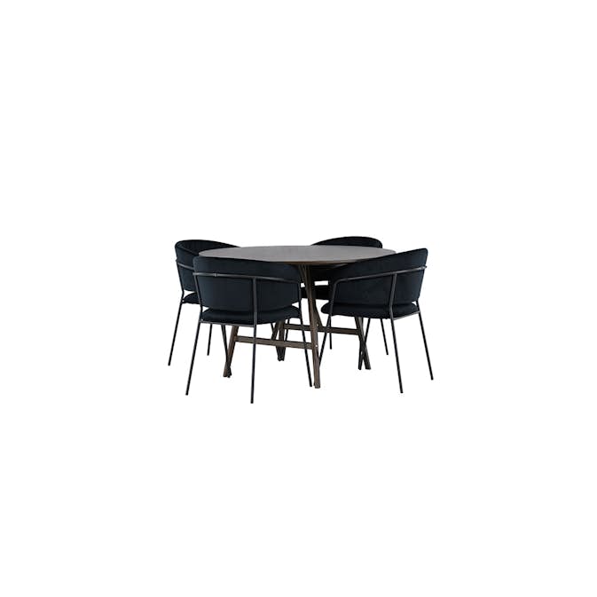 Spisegruppe Venture Home Kaseidon Ø100 cm med 4 stk Selma Stoler