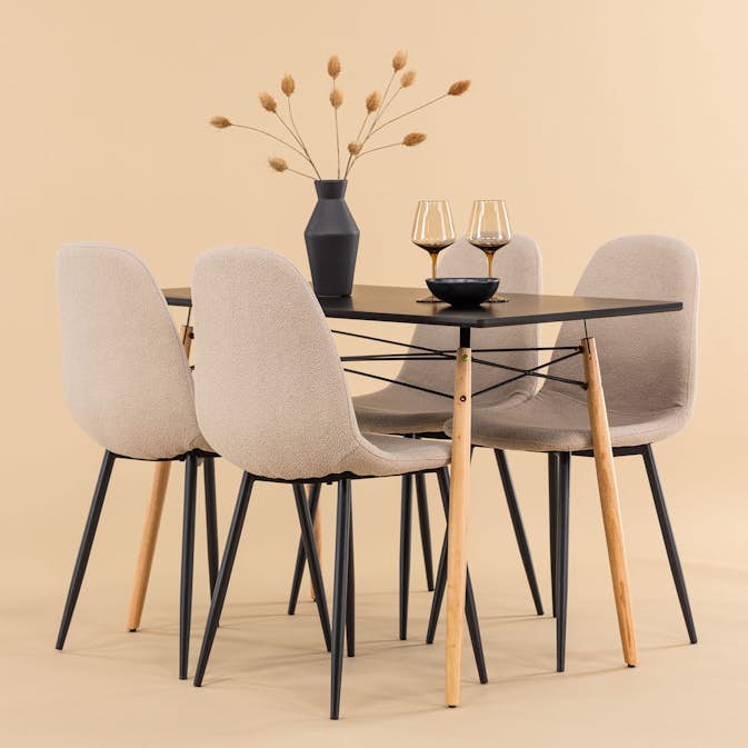 Spisegruppe Venture Home Danburi med 4 Polar Boucle Stoler