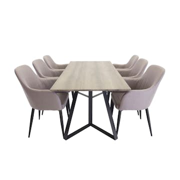 Spisegruppe Venture Home Marina med 6stk Comfort Stoler