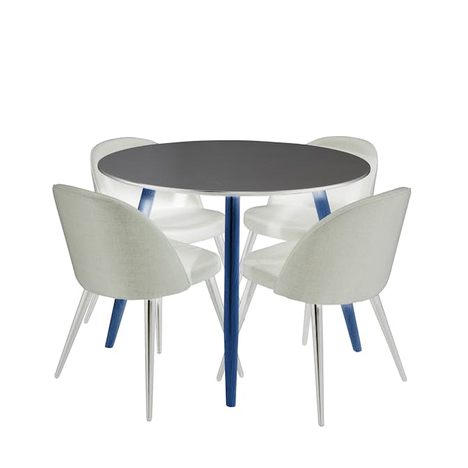 Spisegruppe Venture Home Plaza Ø100 cmmed 4st Velvet Spisestoler