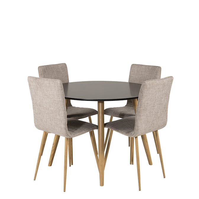 Spisegruppe Venture Home Plaza Ø100 cm med 4st Windu Spisestoler