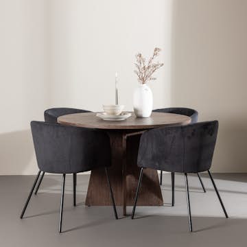 Spisegruppe Venture Home Bootcut Ø110 med 4 stk Berit Stoler
