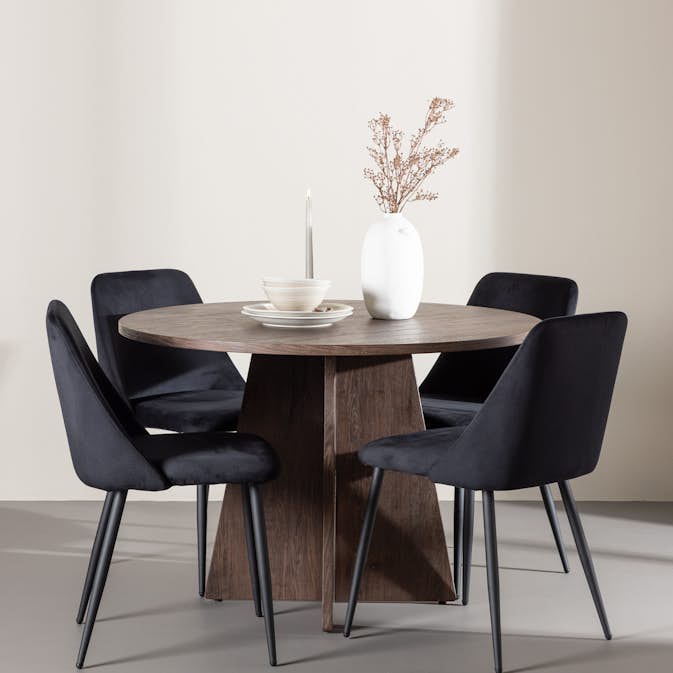 Spisegruppe Venture Home Bootcut Ø110 med 4 stk Night Stoler