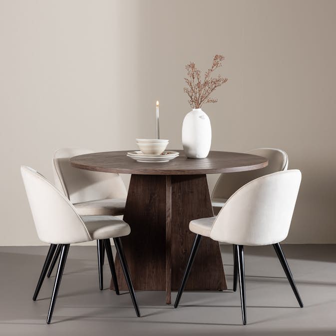 Spisegruppe Venture Home Bootcut Ø110 med 4 stk Velvet Stoler
