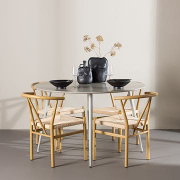 Spisegruppe Venture Home Plaza Ø120 med 4 stk Alfons Stoler