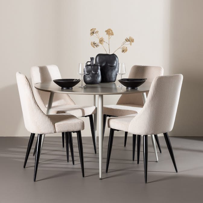 Spisegruppe Venture Home Plaza Ø120 med 4 stk Leone Stoler