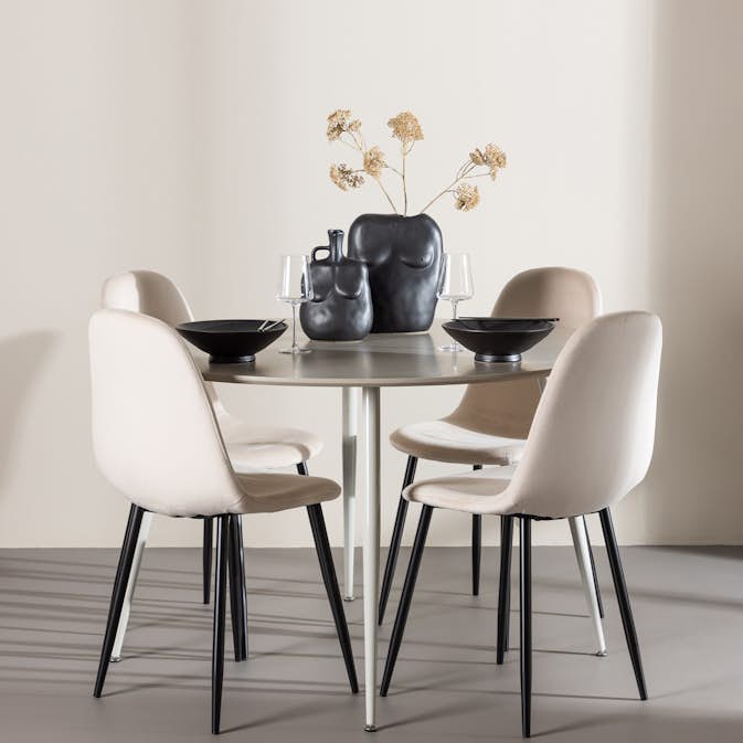 Spisegruppe Venture Home Plaza Ø120 med 4 stk Polar Stoler Fløyel