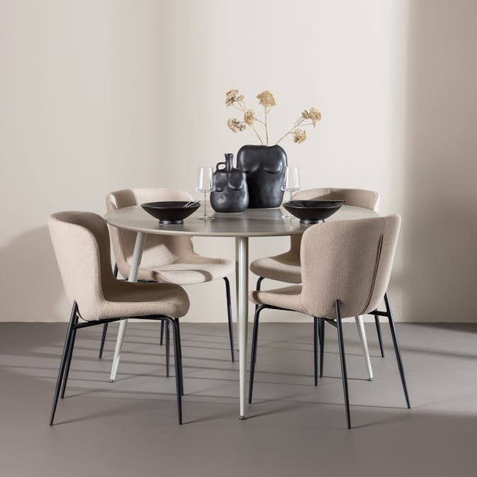 Spisegruppe Venture Home Plaza Ø120 med 4 stk Modesto Stoler