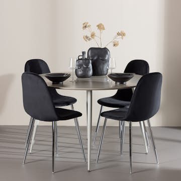Spisegruppe Venture Home Plaza Ø120 med 4 stk Polar Stoler Fløyel
