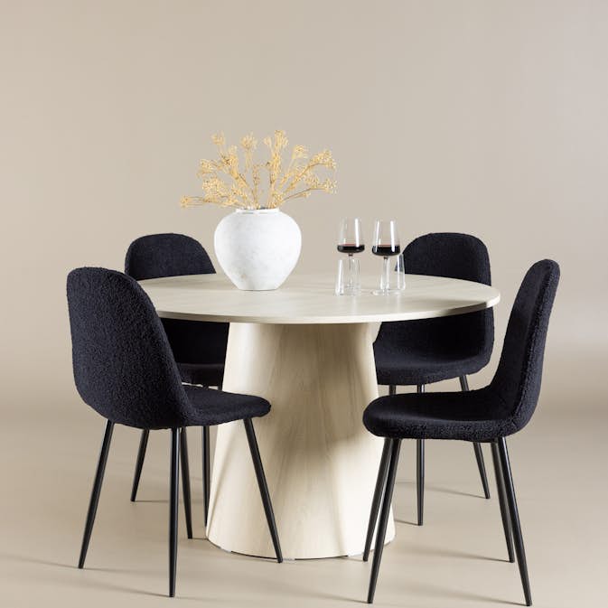 Spisegruppe Venture Home Lanzo Ø120 med 4 stk Polar Stoler Teddy