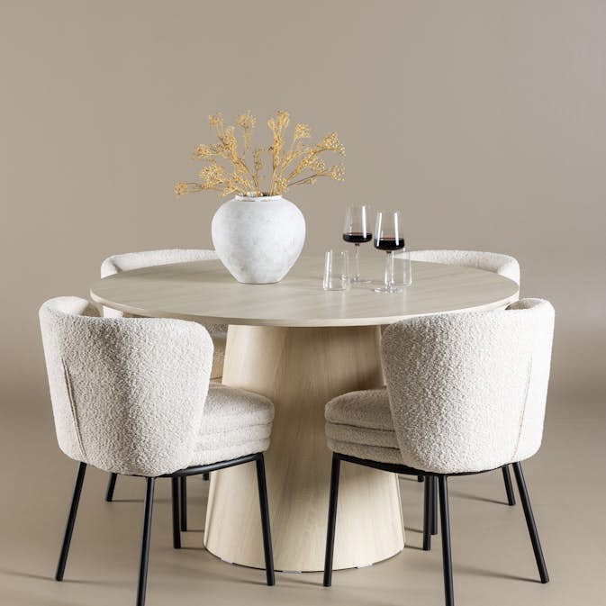 Spisegruppe Venture Home Lanzo Ø120 med 4 stk Agnes Stoler