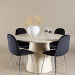 Spisegruppe Venture Home Lanzo Ø120 med 4 stk Polar Stoler Fløyel