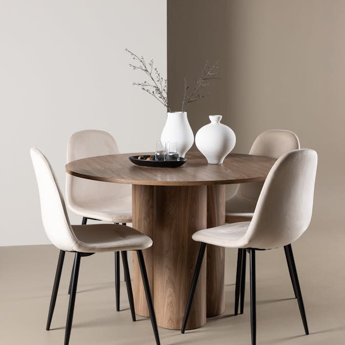 Spisegruppe Venture Home Olivia Ø110 med 4 stk Polar Stoler Fløyel