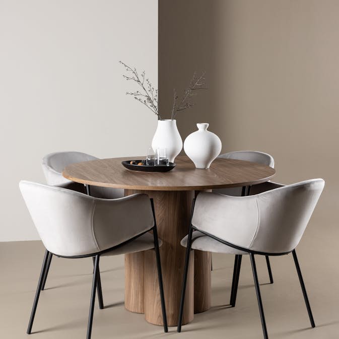Spisegruppe Venture Home Olivia Ø110 med 4 stk Evelina Stoler