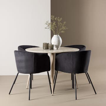 Spisegruppe Venture Home Plaza Ø100 med 4 stk Berit Stoler