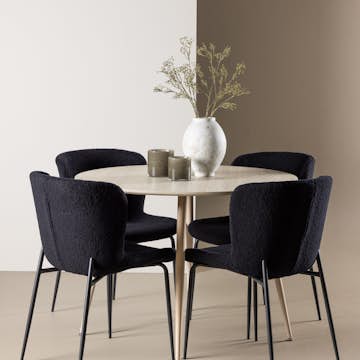 Spisegruppe Venture Home Plaza Ø100 med 4 stk Modesto Stoler