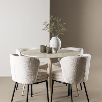 Spisegruppe Venture Home Plaza Ø100 med 4 stk Agnes Stoler