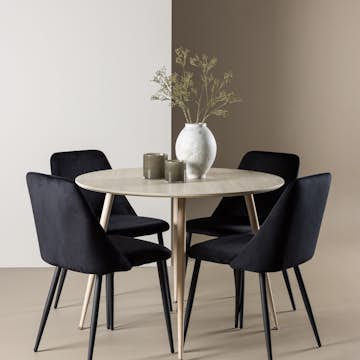 Spisegruppe Venture Home Plaza Ø100 med 4 stk Night Stoler